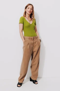 Promod Body côtelé uni Femme - Vert olive Vertolive Best Sale