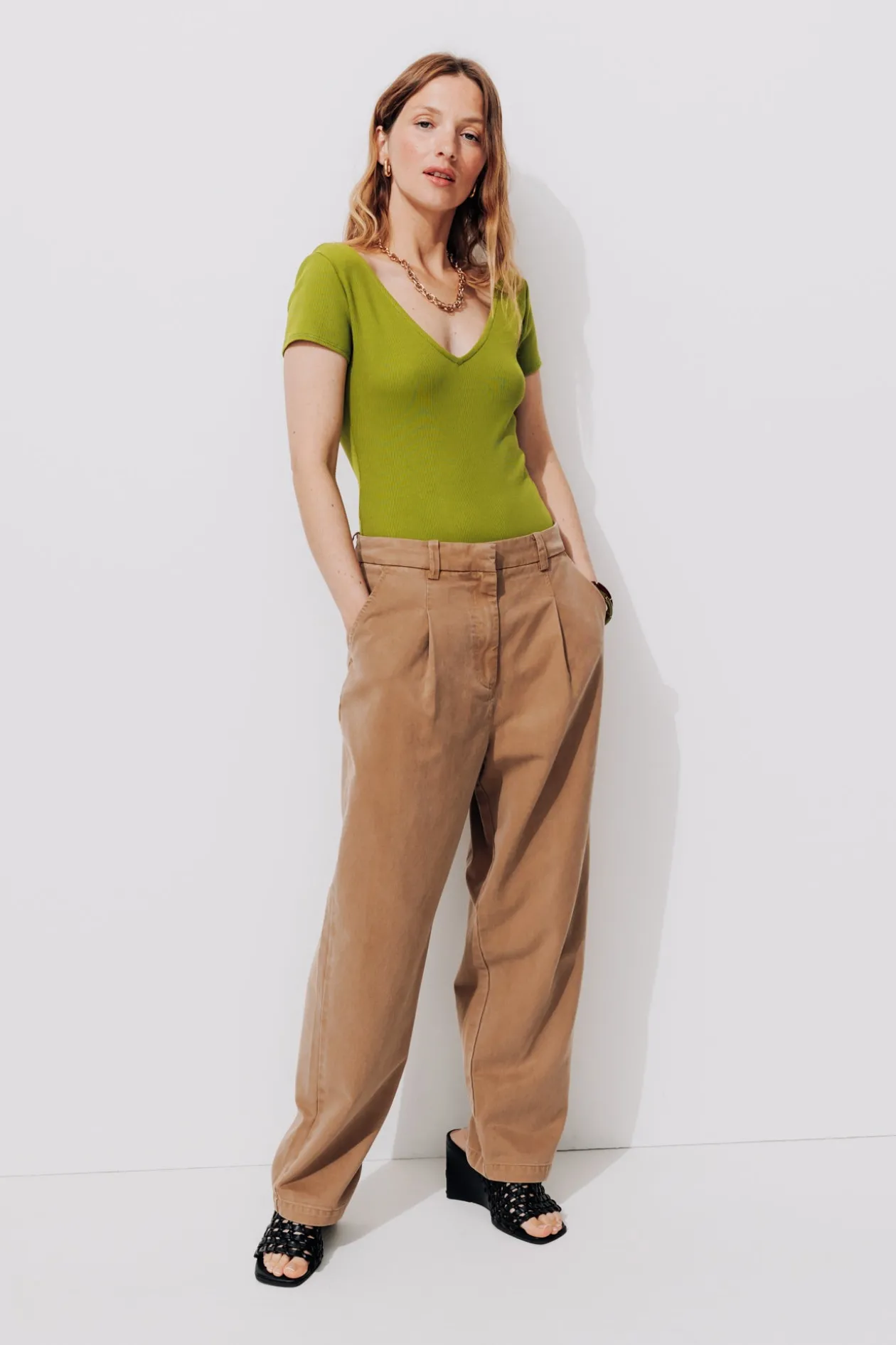 Promod Body côtelé uni Femme - Vert olive Vertolive Best Sale