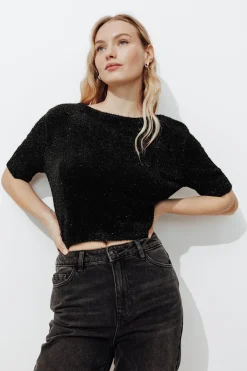Promod Boléro en maille fluffy Femme - Noir Sale
