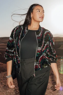 Promod Bomber à paillettes Femme - Imprimé multicolore Imprimémulticolore Outlet