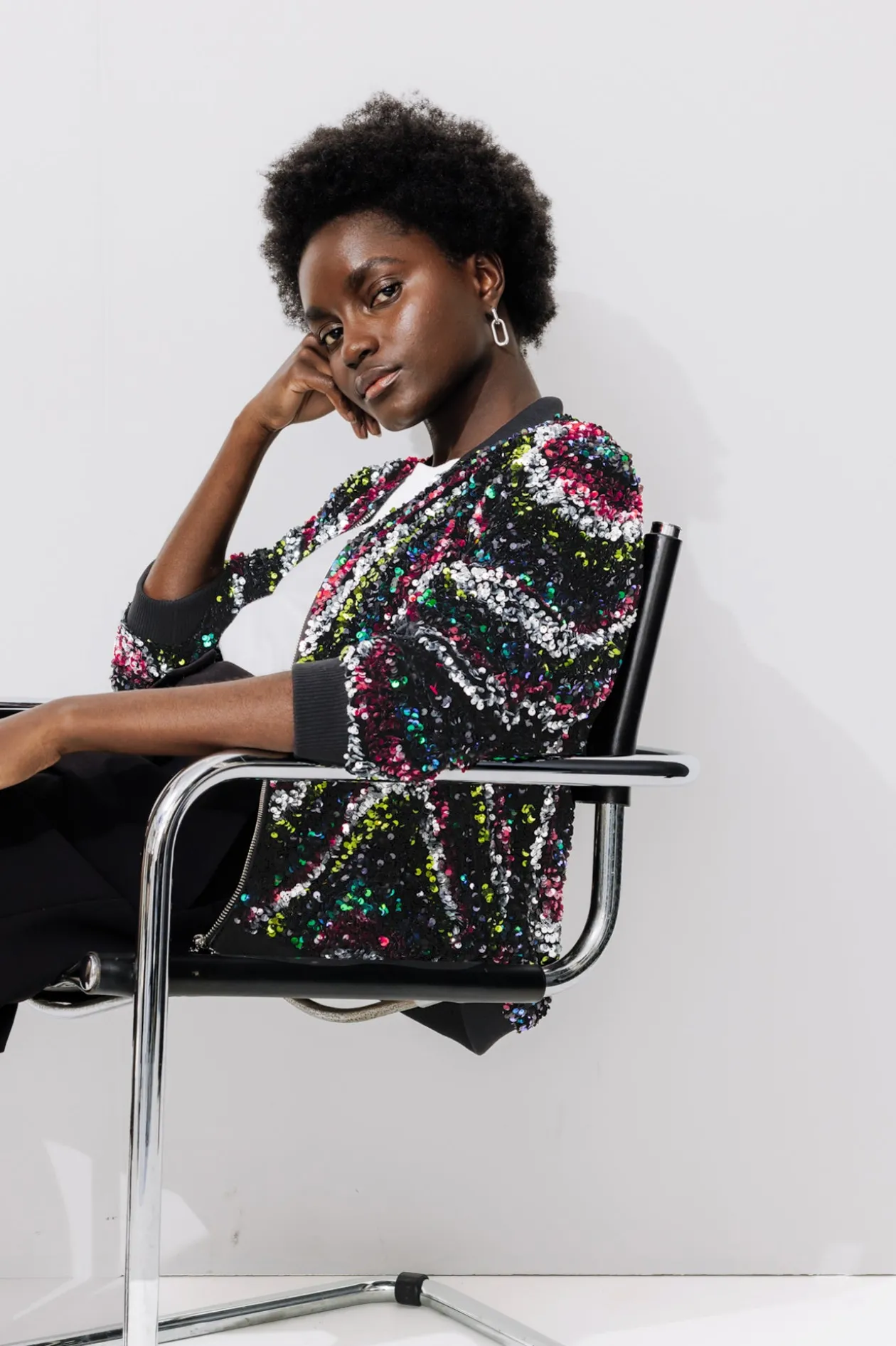 Promod Bomber à paillettes Femme - Imprimé multicolore Imprimémulticolore Outlet