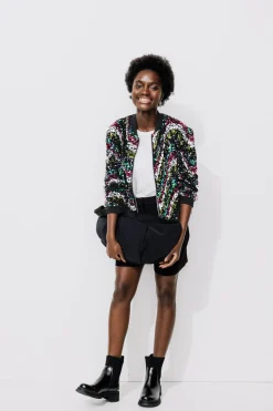Promod Bomber à paillettes Femme - Imprimé multicolore Imprimémulticolore Outlet