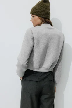 Promod Bomber en molleton Femme - Gris clair Grisclair New