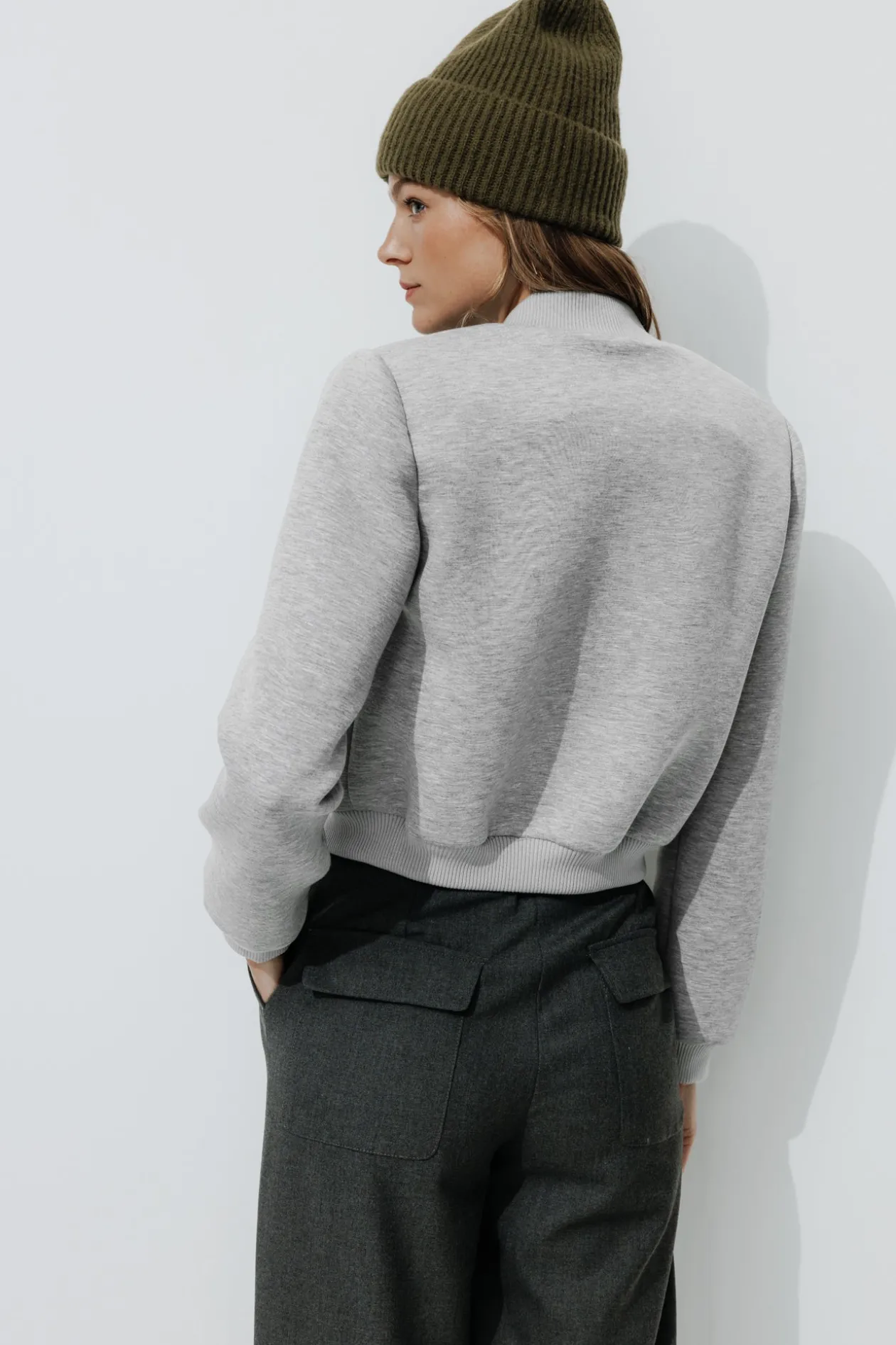 Promod Bomber en molleton Femme - Gris clair Grisclair New