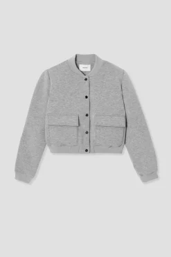 Promod Bomber en molleton Femme - Gris clair Grisclair New