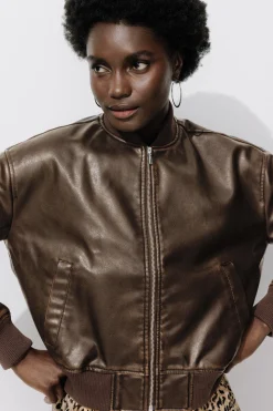 Promod Bomber en simili Femme - Marron Store