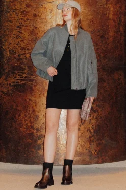 Promod Bomber oversize feutrine Femme - Gris clair Grisclair Discount