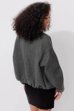 Promod Bomber oversize feutrine Femme - Gris clair Grisclair Discount
