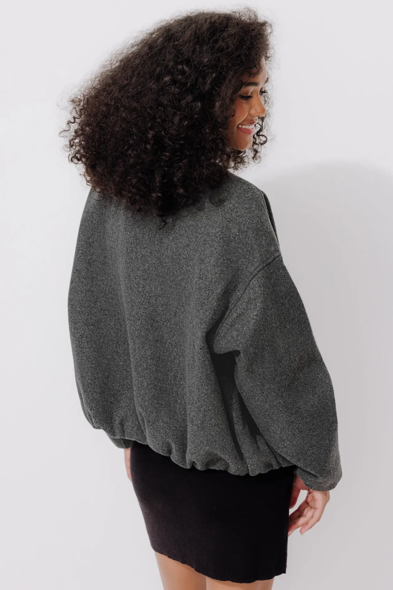 Promod Bomber oversize feutrine Femme - Gris clair Grisclair Discount