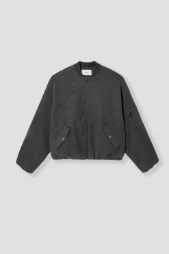 Promod Bomber oversize feutrine Femme - Gris clair Grisclair Discount