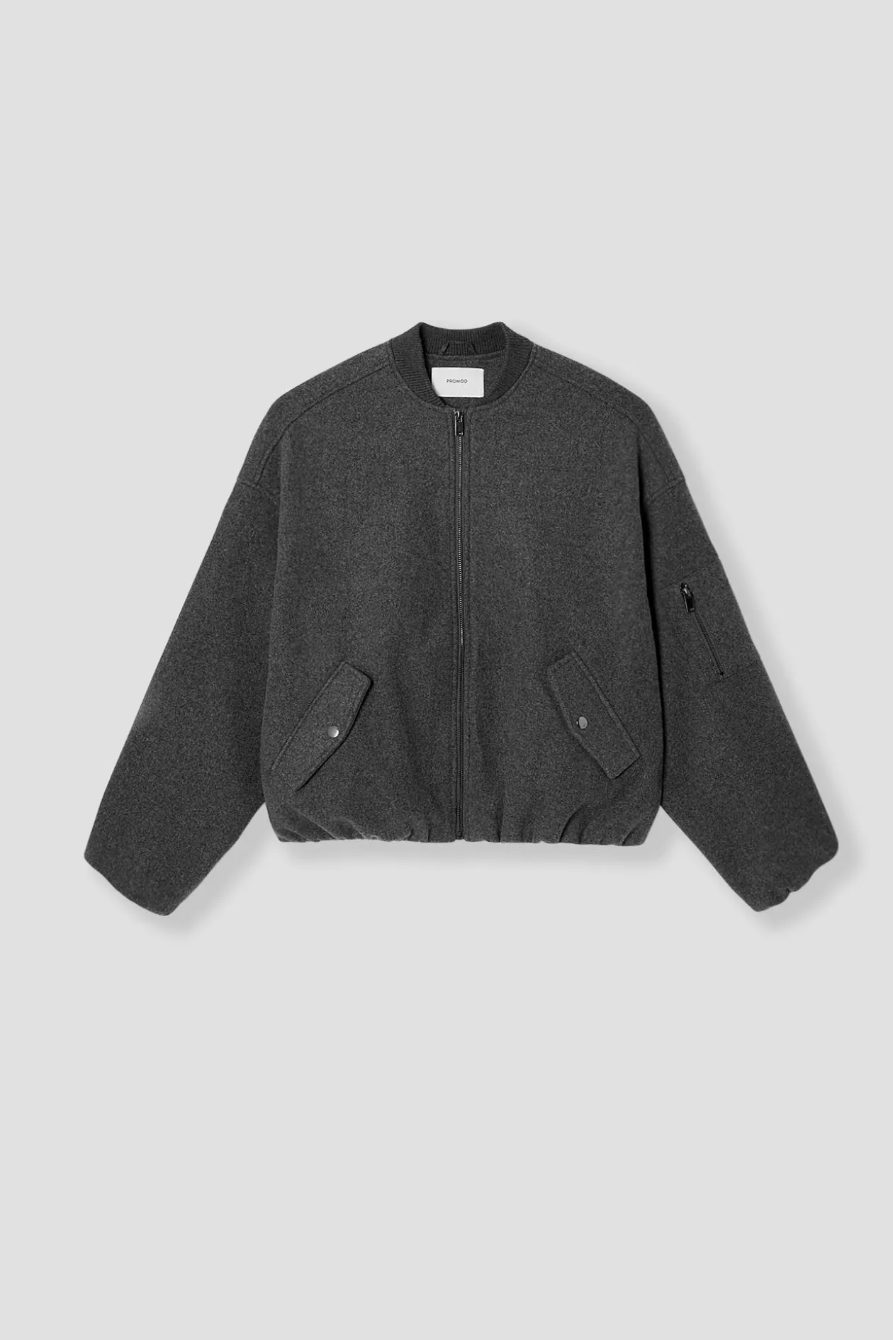 Promod Bomber oversize feutrine Femme - Gris clair Grisclair Discount