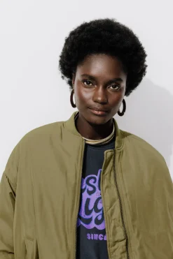 Promod Bomber uni Femme - Kaki Outlet