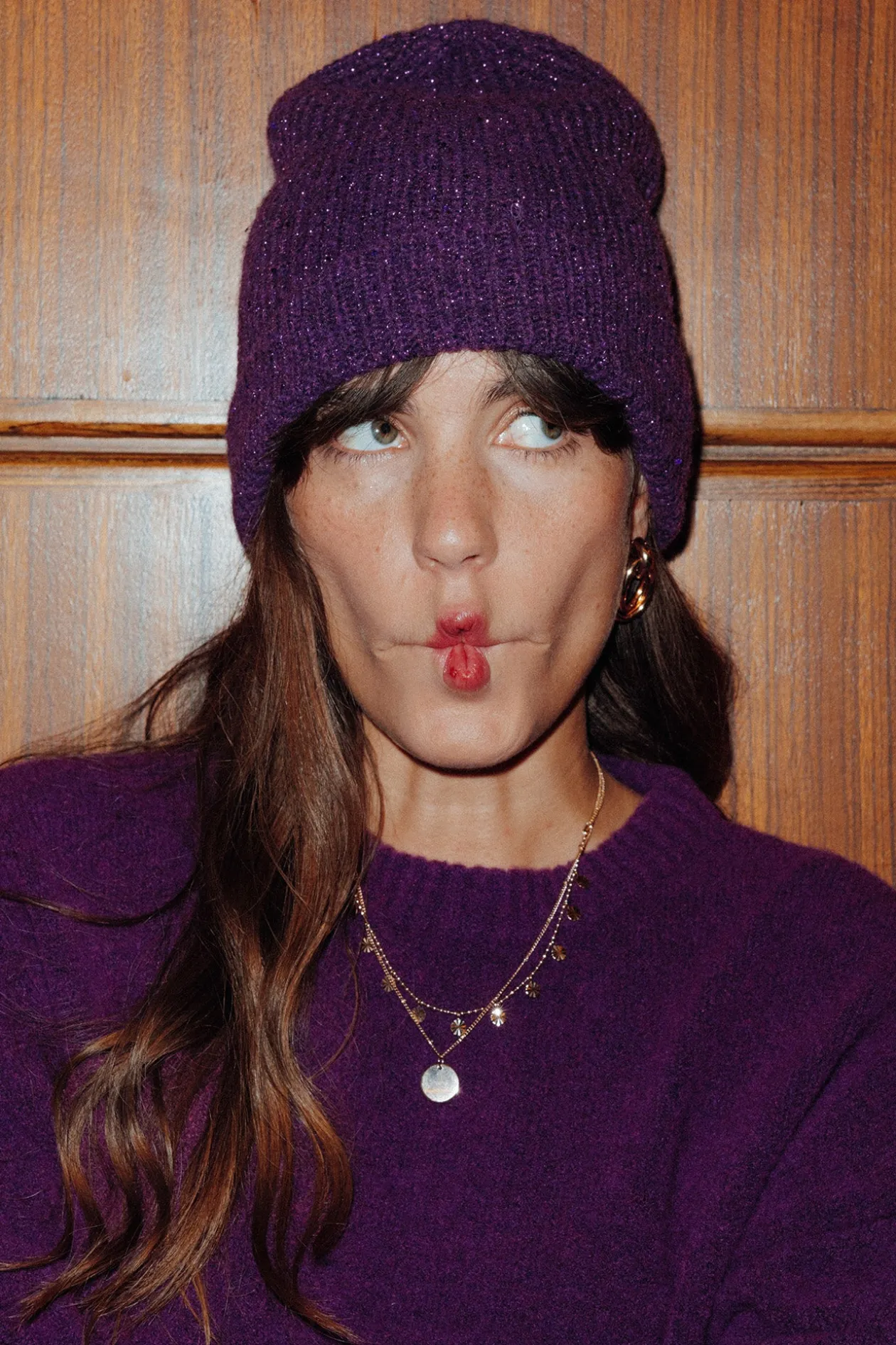 Promod Bonnet pailleté Femme - Violet Cheap