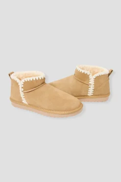Promod Boots en cuir et moumoute - Sable New