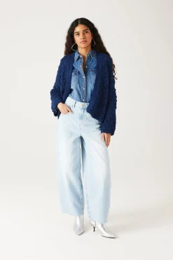 Promod Cardigan au crochet Femme - Bleu Hot