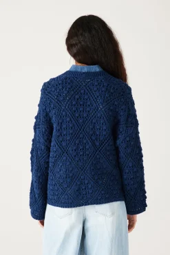 Promod Cardigan au crochet Femme - Bleu Hot