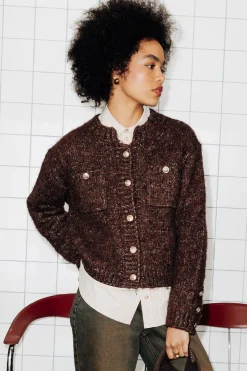 Promod Cardigan boîte irisé Femme - Marron Best Sale