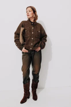 Promod Cardigan boîte irisé Femme - Marron Best Sale