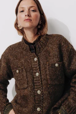 Promod Cardigan boîte irisé Femme - Marron Best Sale