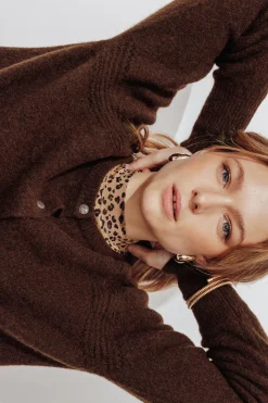 Promod Cardigan boutonné Femme - Chocolat Cheap