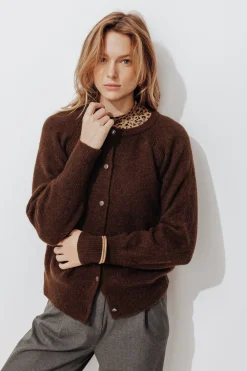 Promod Cardigan boutonné Femme - Chocolat Cheap