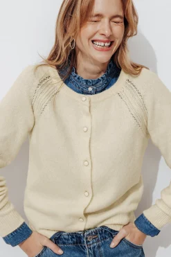 Promod Cardigan boutonné Femme - Ecru Online