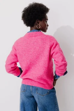 Promod Cardigan col rond Femme - Rose fluo Rosefluo Shop