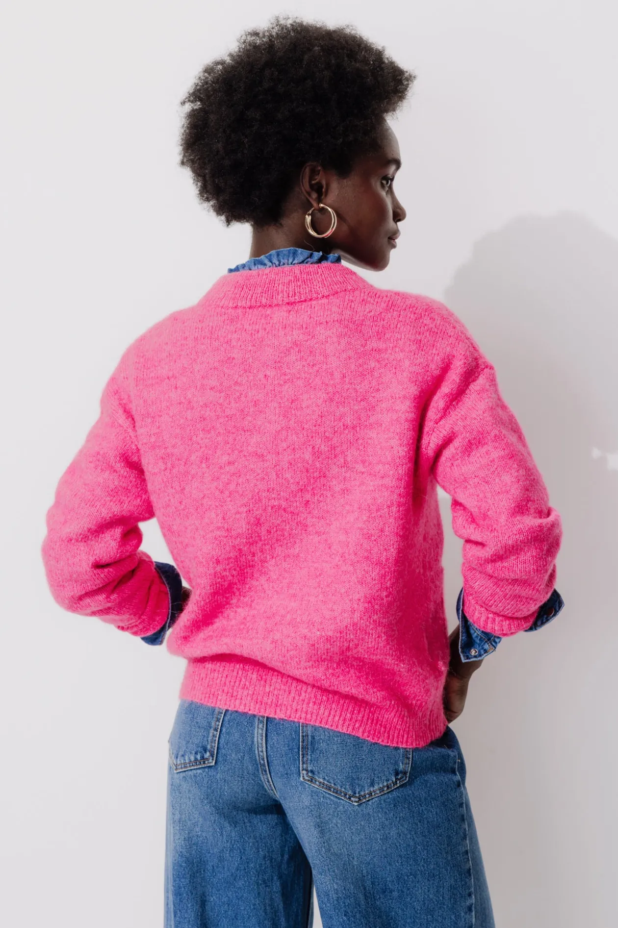 Promod Cardigan col rond Femme - Rose fluo Rosefluo Shop