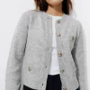 Promod Cardigan court côtelé Femme - Gris clair Grisclair Cheap
