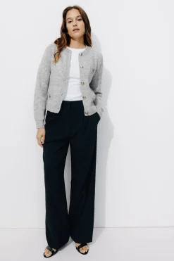Promod Cardigan court côtelé Femme - Gris clair Grisclair Cheap