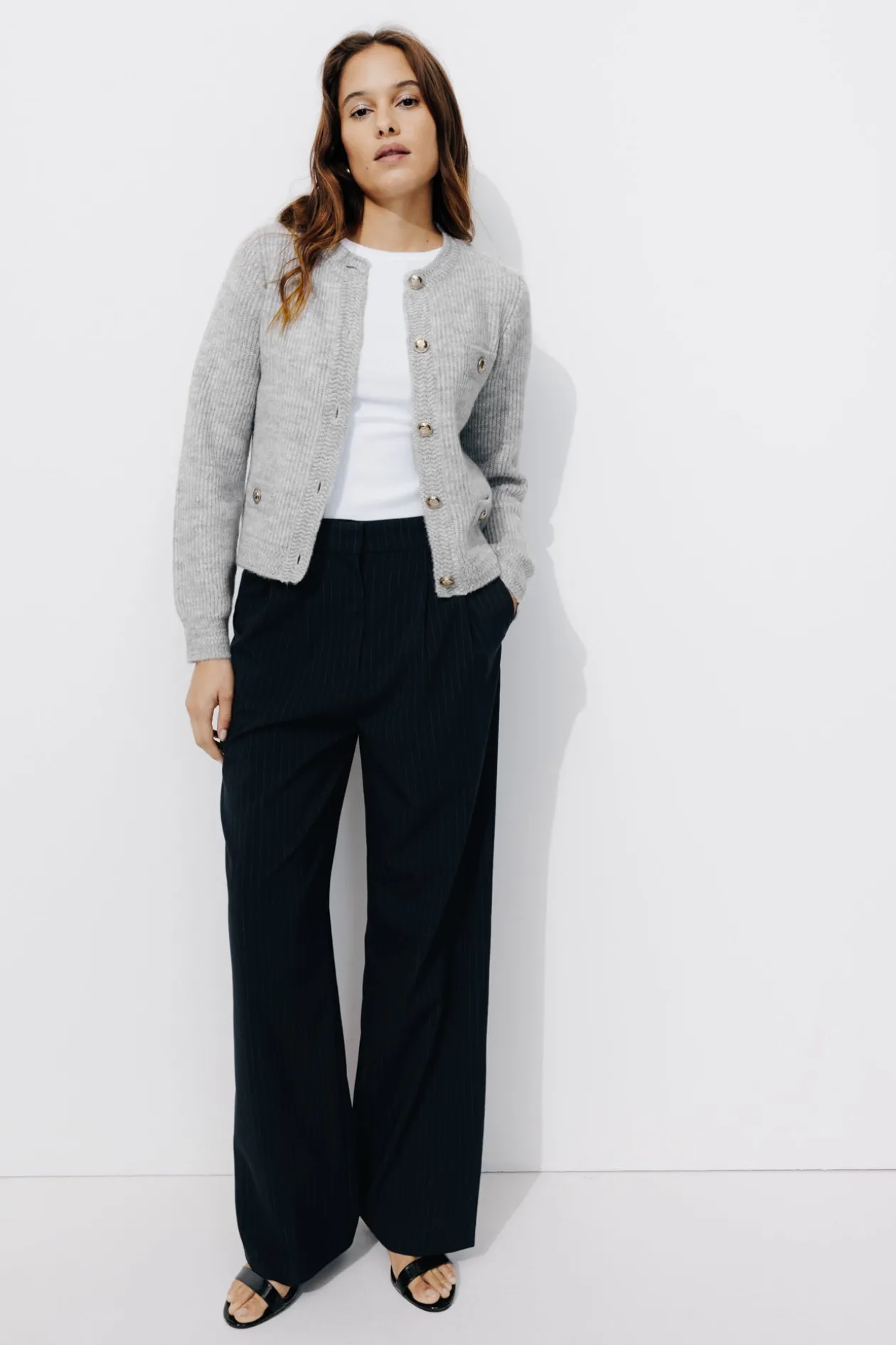 Promod Cardigan court côtelé Femme - Gris clair Grisclair Cheap
