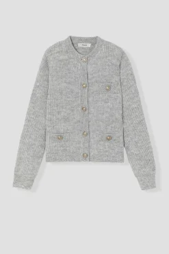 Promod Cardigan court côtelé Femme - Gris clair Grisclair Cheap