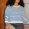 Promod Cardigan court marinière Femme - Rayé écru Rayéécru Flash Sale