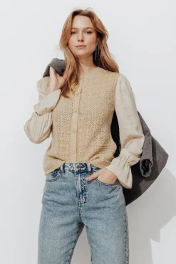 Promod Cardigan effet superposé Femme - Ecru Best Sale