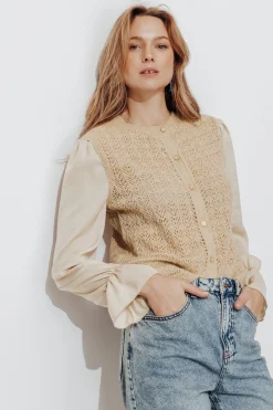 Promod Cardigan effet superposé Femme - Ecru Best Sale
