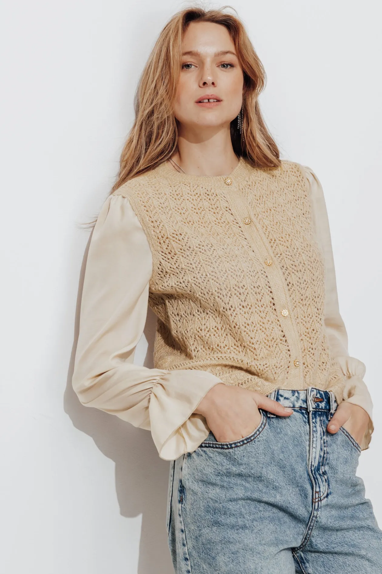 Promod Cardigan effet superposé Femme - Ecru Best Sale