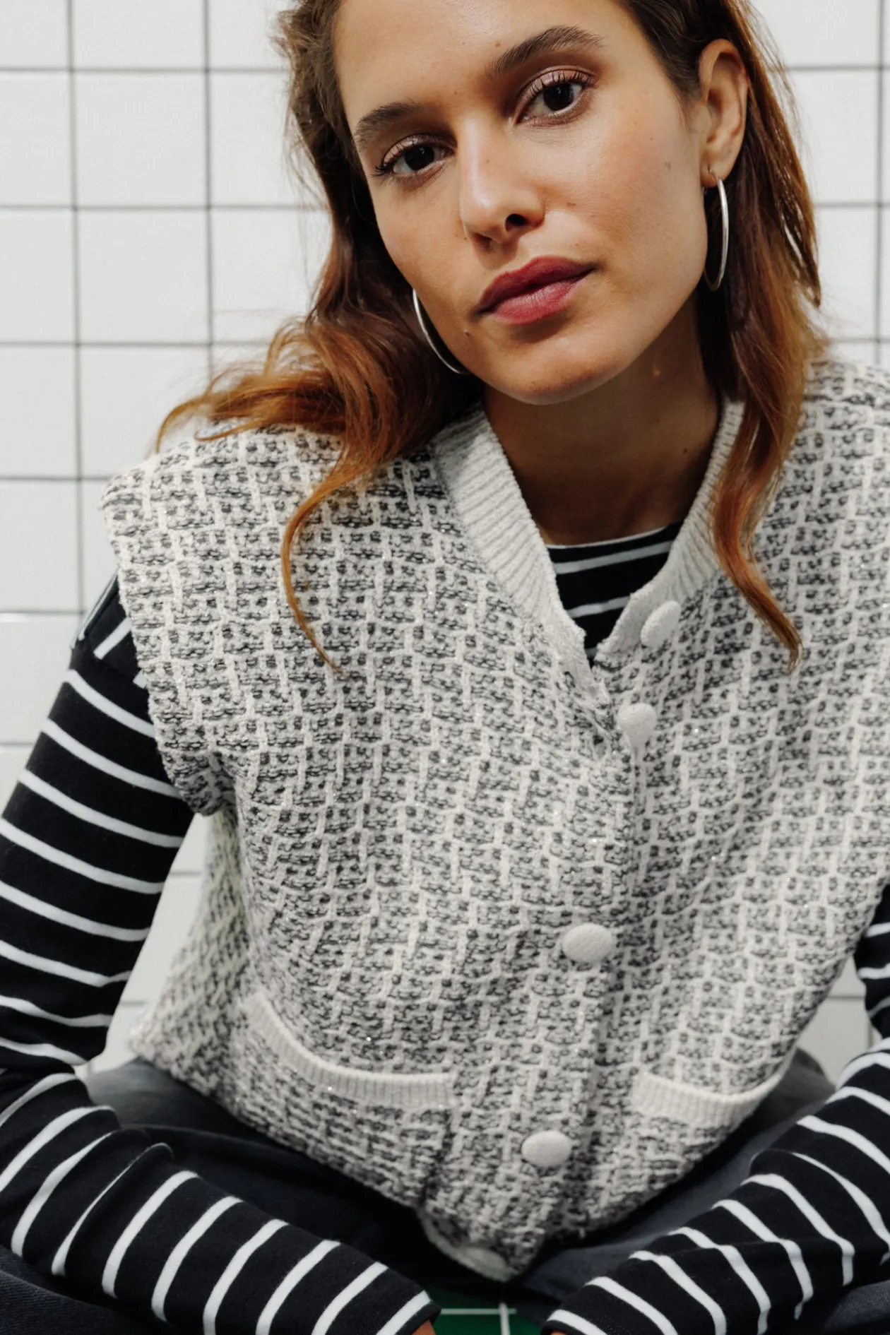 Promod Cardigan irisé sans manches - Gris Sale