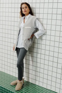 Promod Cardigan irisé sans manches - Gris Store