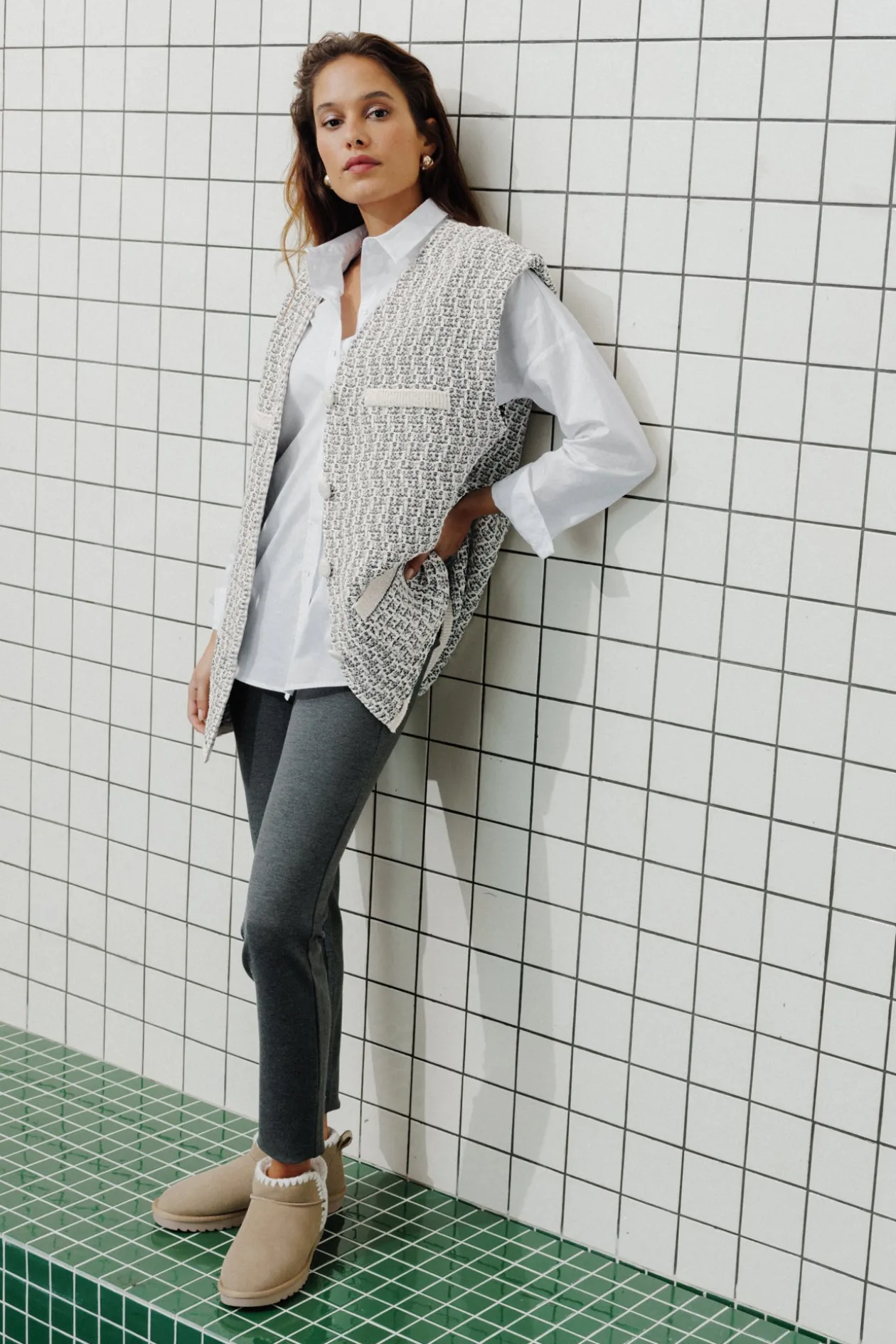 Promod Cardigan irisé sans manches - Gris Store