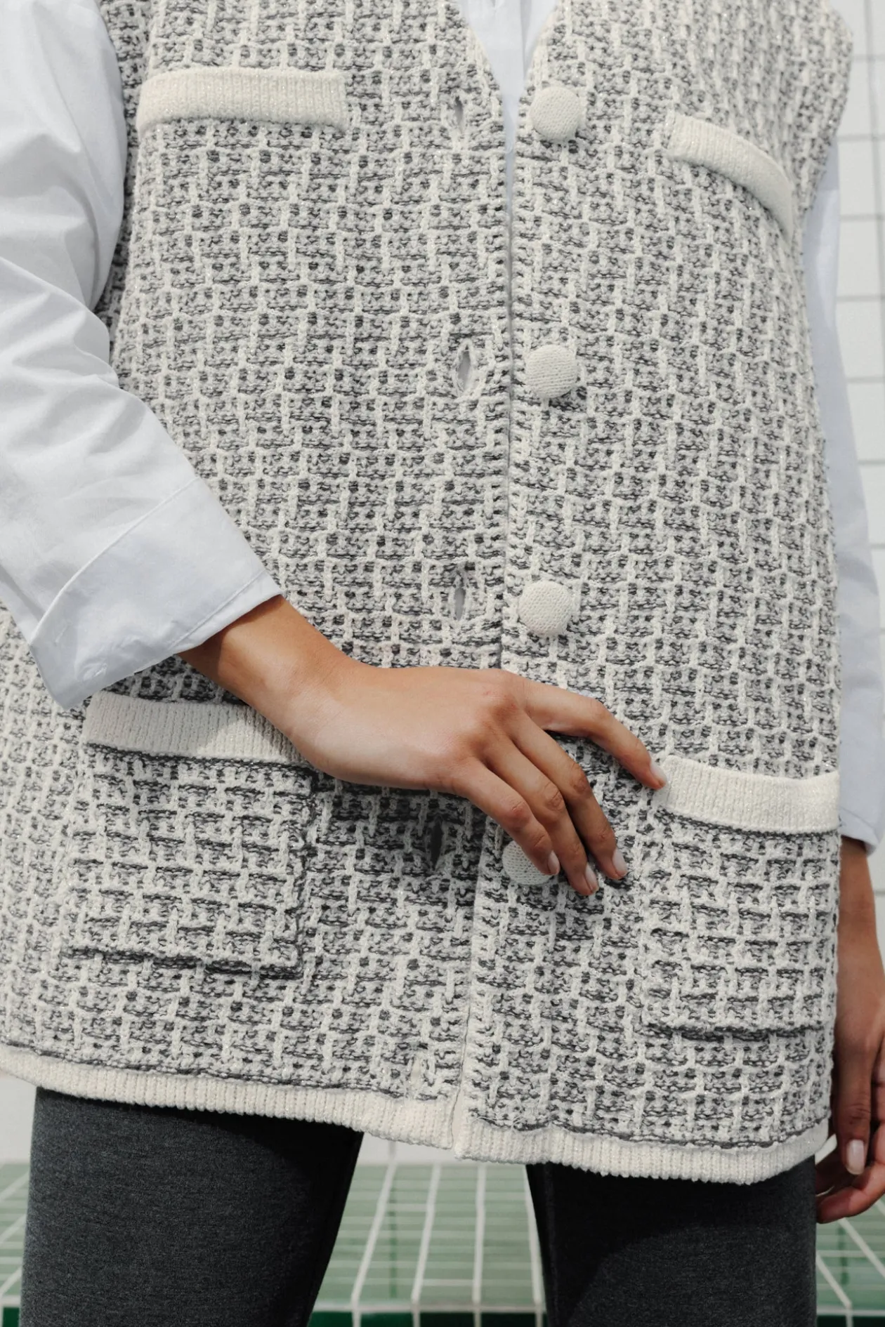 Promod Cardigan irisé sans manches - Gris Store