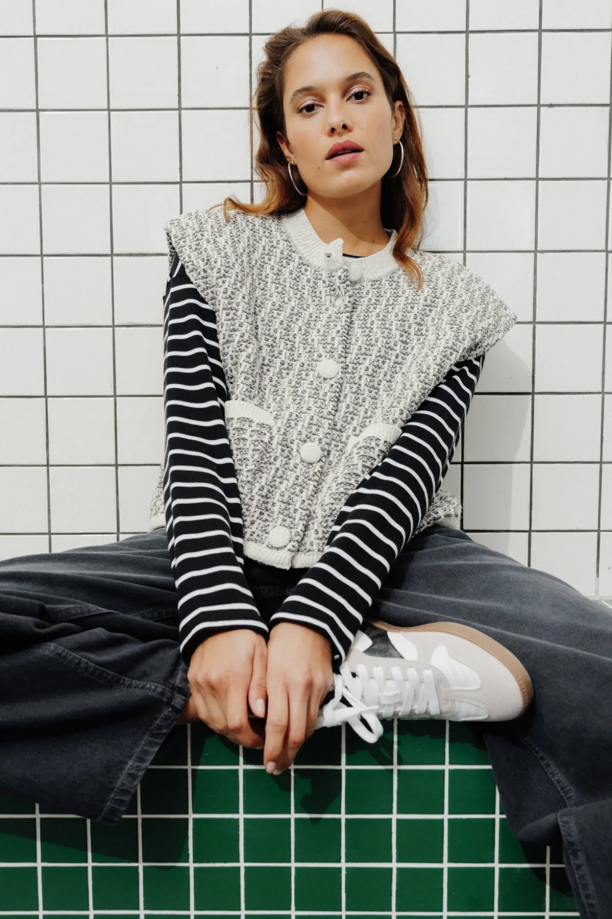Promod Cardigan irisé sans manches - Gris Sale