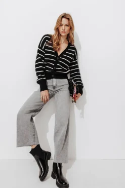 Promod Cardigan marinière Femme - Rayé Noir RayéNoir Sale