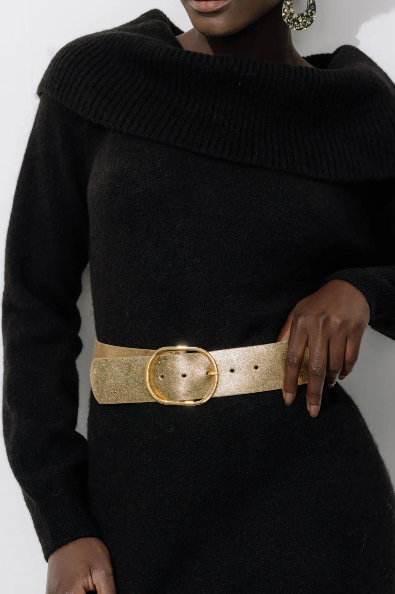 Promod Ceinture en cuir pailleté - Coloration dorée Colorationdorée Best Sale