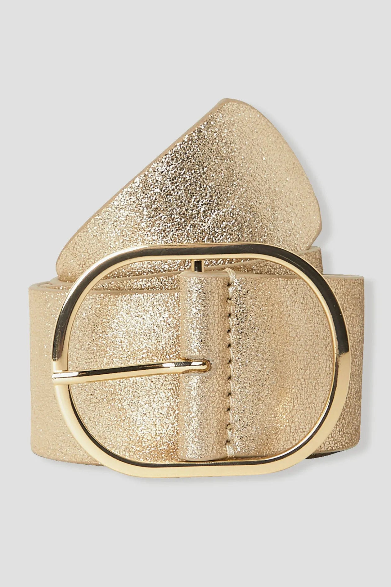 Promod Ceinture en cuir pailleté - Coloration dorée Colorationdorée Best Sale