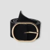 Promod Ceinture en cuir suédé Femme - Noir Online