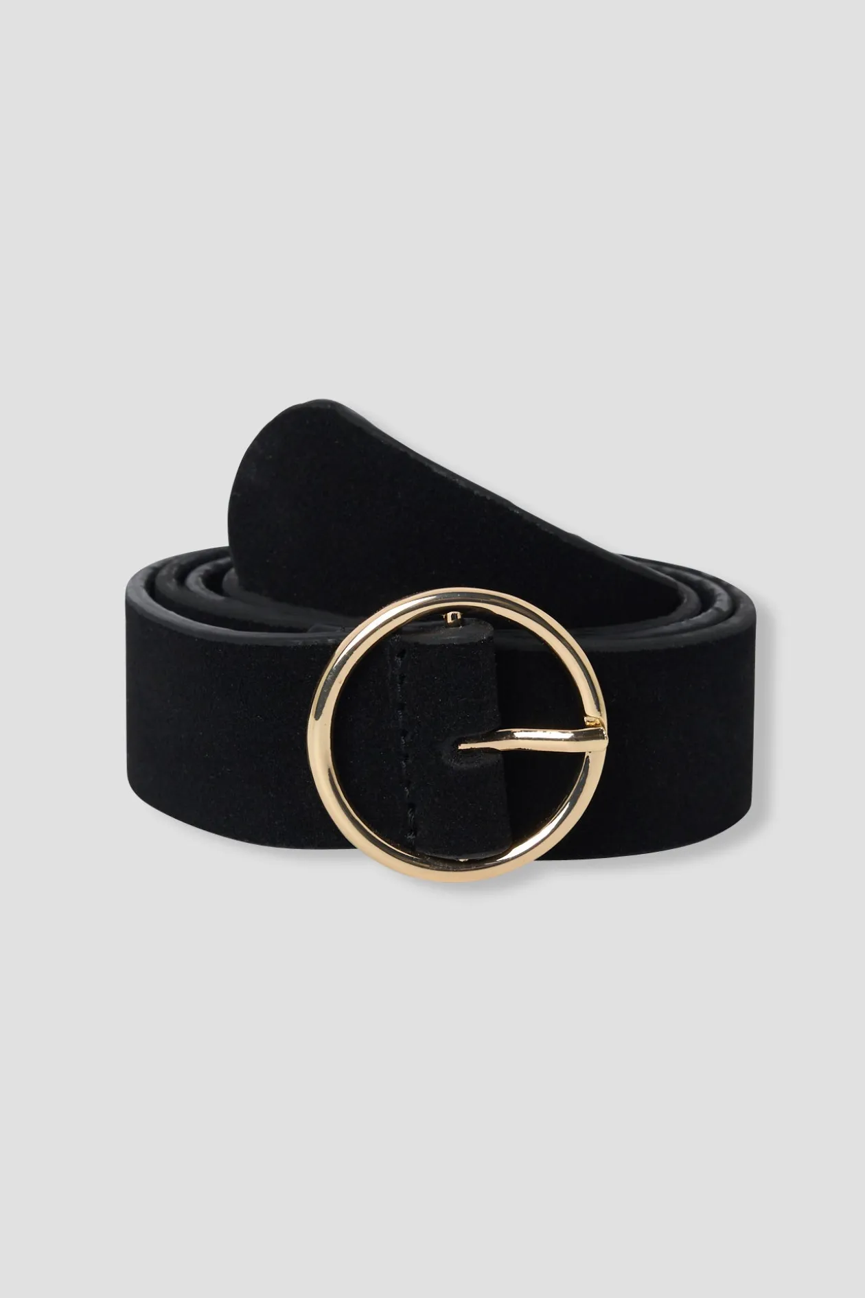 Promod Ceinture en cuir suédé Femme - Noir Fashion