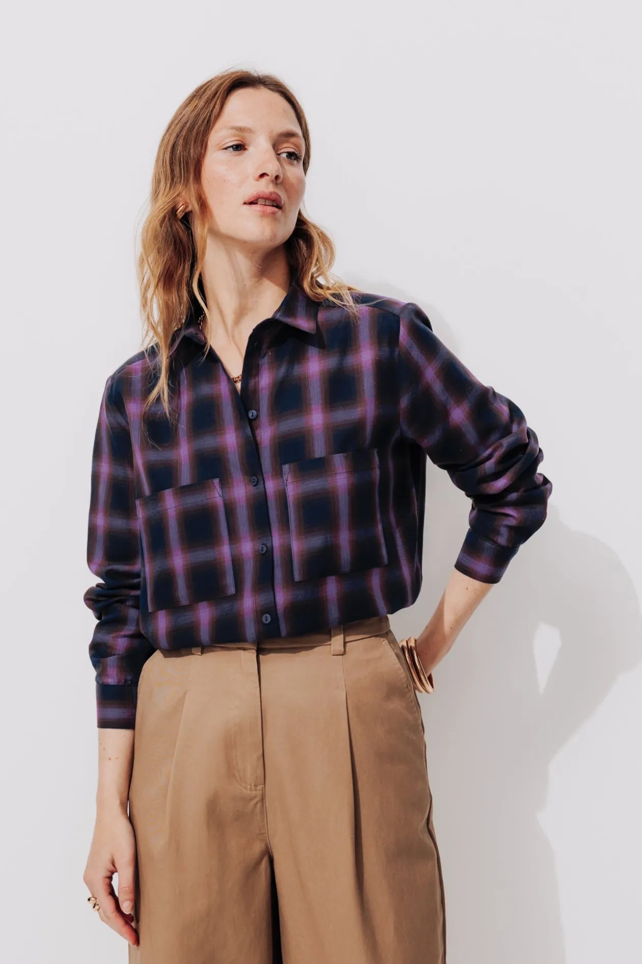 Promod Chemise à carreaux Femme - Carreaux violets Carreauxviolets Cheap