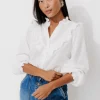 Promod Chemise brodée en coton Femme - Ecru Discount
