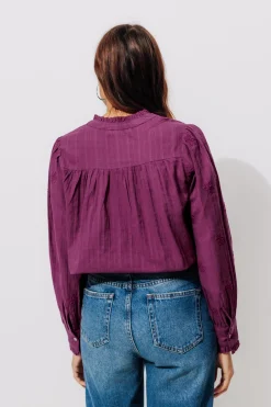 Promod Chemise brodée en coton Femme - Cassis clair Cassisclair Shop