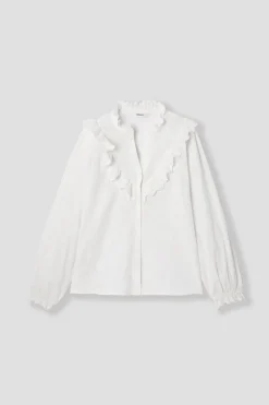 Promod Chemise brodée en coton Femme - Ecru Discount